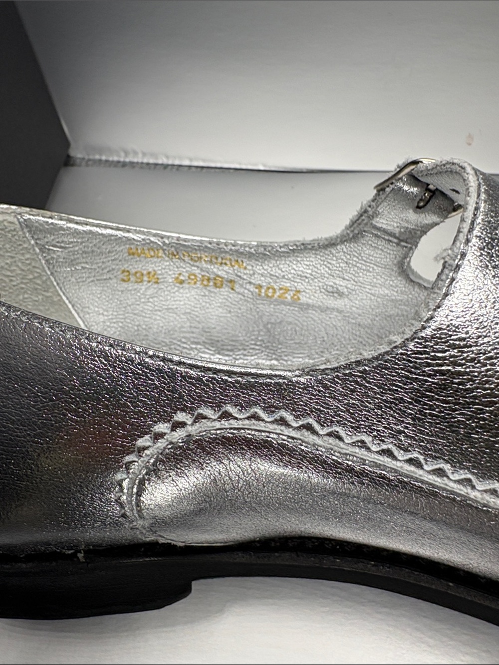 Office of Angela Scott Metallic Silver Double-Strap Mary Jane Flats - Women 9.5 - Picture 3 of 7